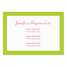Stork Baby Shower Registry Card - Pink & Green Business Card Template