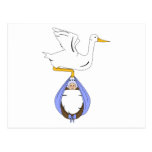Stork Carrying Baby Blue Post Cards
