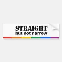 Straight but not narrow bumper stickers