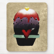 Strawberry and cream cupcake primitive mousepad