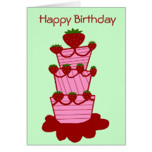 Strawberry cake, Happy Birthday card