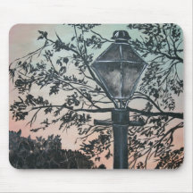 street light vintage square art oil painting mousepad
