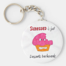 Stressed is just desserts backwards keychain