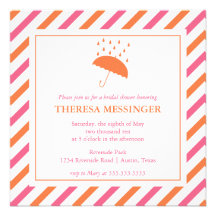 Striped Umbrella Bridal Shower Invitation