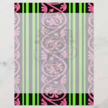 stripes and damask lime green hot pink full color flyer