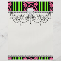 stripes and damask lime green hot pink personalised flyer