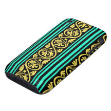 stripes and damask yellow aqua blue iPhone 3 tough case