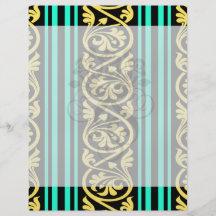stripes and damask yellow aqua blue custom flyer