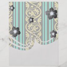stripes and damask yellow aqua blue personalized flyer