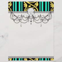 stripes and damask yellow aqua blue full colour flyer