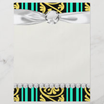 stripes and damask yellow aqua blue full color flyer