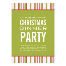 STRIPES CHRISTMAS DINNER PARTY INVITATION