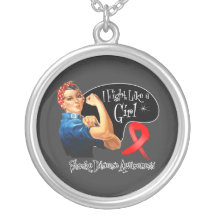 Stroke Disease Fight Like a Girl Rosie The Riveter Necklace