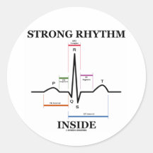 Strong Rhythm Inside (ECG/EKG Heartbeat) Round Sticker
