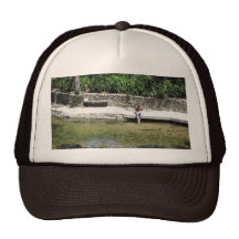 Student Cools Feet in San Luis Obispo Creek Mesh Hat