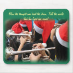 Students in Santa Hats Blow Christmas Trumpets Mousepads