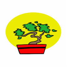 Stylised Bonsai Red Pot Yellow Sun Graphic Image Photo Sculpture