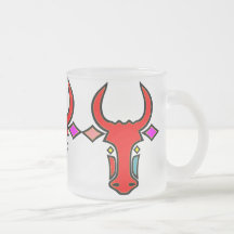 Stylised Texas Longhorn Frosted Glass Mug