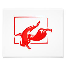 Stylised two red w frame peppers photographic print