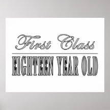 Stylish 18th Birthdays : First Class Eighteen Poster
