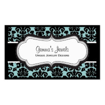 Stylish Blue Damask Business Cards