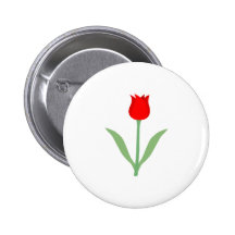 Stylish Bright Red Tulip. Button
