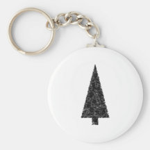 Stylish Christmas Tree. Black and White. Keychain