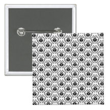 Stylish Damask Design in Black and White. Buttons