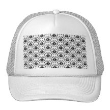 Stylish Damask Design in Black and White. Trucker Hats