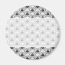 Stylish Damask Design in Black and White. Refrigerator Magnet