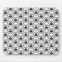 Stylish Damask Design in Black and White. Mouse Pads