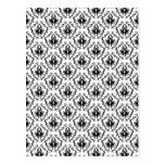 Stylish Damask Design in Black and White. Post Cards