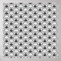 Stylish Damask Design in Black and White. Print