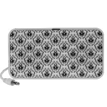 Stylish Damask Design in Black and White. PC Speakers