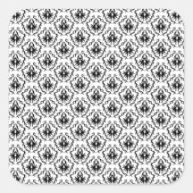 Stylish Damask Design in Black and White. Square Sticker