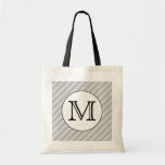 Stylish Monogram with Grey Stripes. Custom. Tote Bag