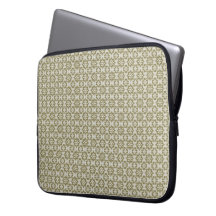 Stylish olive green Fleur de Lis repeating pattern Laptop Computer Sleeve