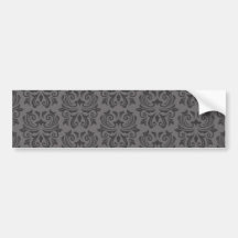 Stylish ornate dark grey damask pattern bumper sticker