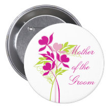 Stylish Pink & Green Bouquet Bridal Party Button