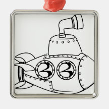 Submarine monochrome cartoon ornament