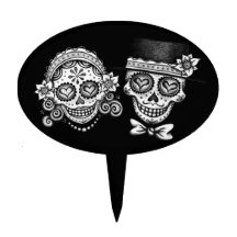 Sugar Skull Couple Cake Topper