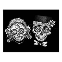 Sugar Skull Couple Postcard postcards