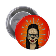 sugar skull girl button