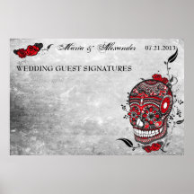 Sugar Skull Wedding Guest Signature Poster