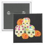 Sugar Skulls and Marigolds Buttons