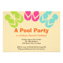 Summer colour flip flop sandals pool beach party invitations