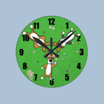 Summer Day Corgi Trio wall clocks