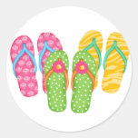 Summer Flip Flops Round Stickers