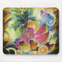 Summer Fruits Silk Art Painting Mouse Pads