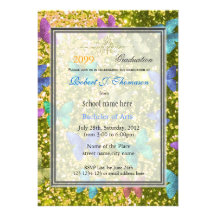 Summer fun, happy butterfly glittering graduation announcements